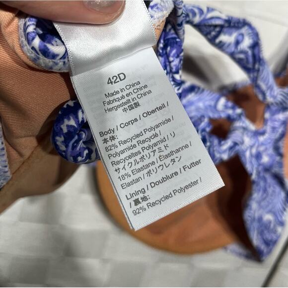 J. Crew Womens Cross Back Underwire Bikini Top Size 42D In Dandelion Swirl - Picture 8 of 11